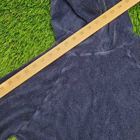 Vintage 90s MOD Velour Hooded Sweater Womens Medium 18x20 Blue - Picture 5 of 10